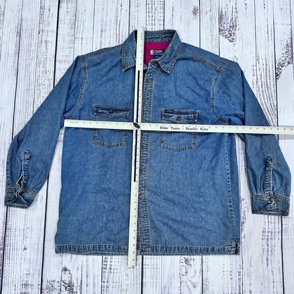 Chaps Ralph Lauren Fleece Lined Denim Shirt Jacket Men’s XL Vintage - Picture 3 of 8